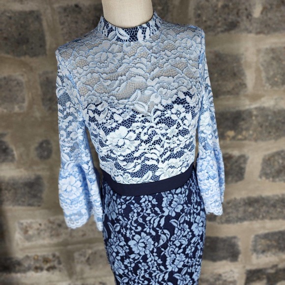 PAPER DOLLS London sz 6 Paper Dolls two tone contrast lace pencil dress - Picture 3 of 6